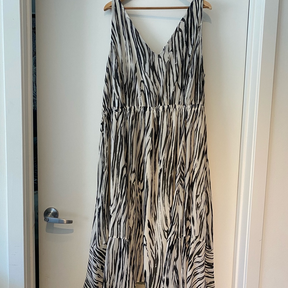 V neck maxi zebra print dress